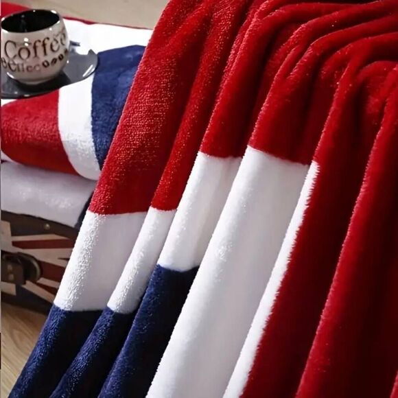 American Flag Print Fleece Throw Blanket -S - Picture 3 of 4